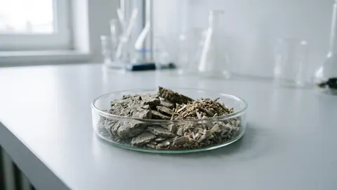 Szalka Petriego z szarobrązowymi kawałkami makuchu słonecznikowego i gruboziarnistą śrutą słonecznikową.